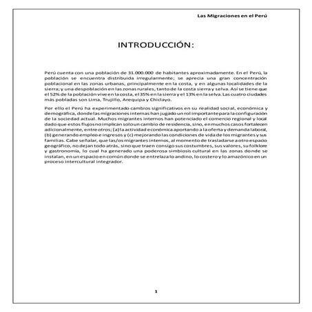 MIGRACIONES EN EL PERU