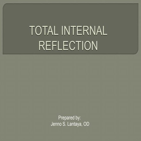 Total internal reflection and critical angle