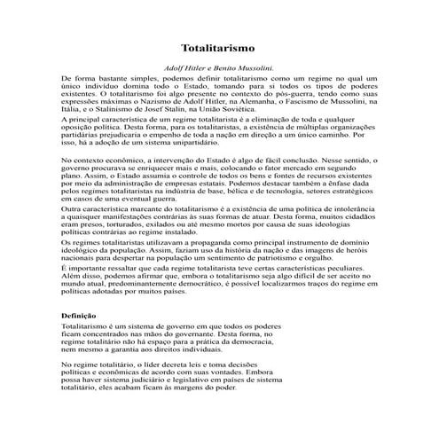 Regimes totalitários power point | PPTX