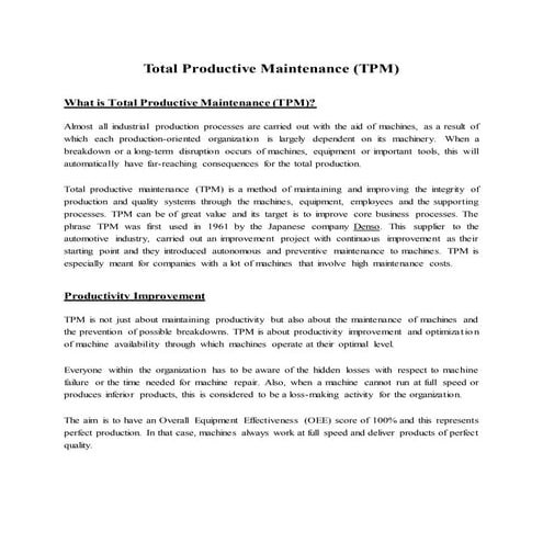 Total productive maintenance