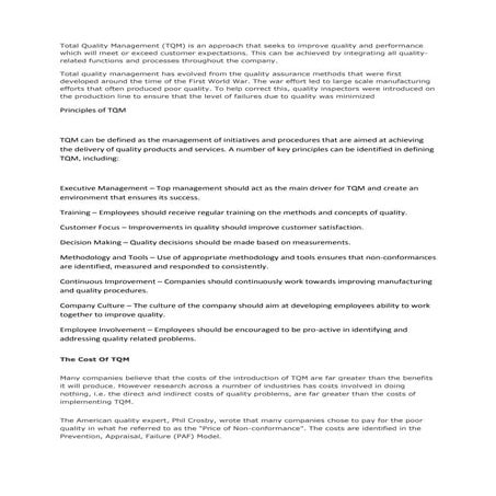 Total quality management