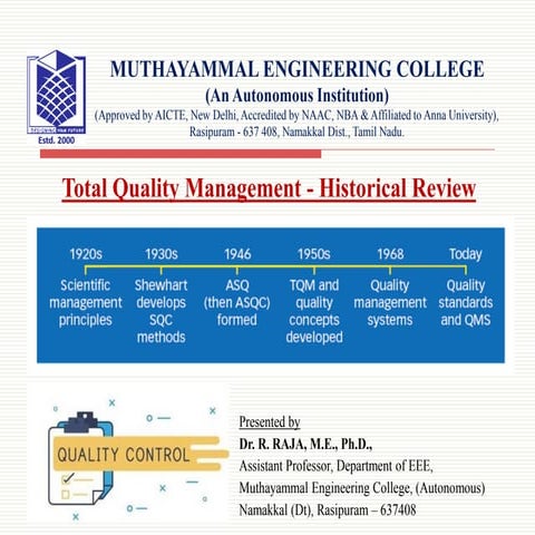 Total Quality Management - Historical Review 