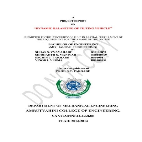 Dynamic Balancing of the Vehicle while Cornering