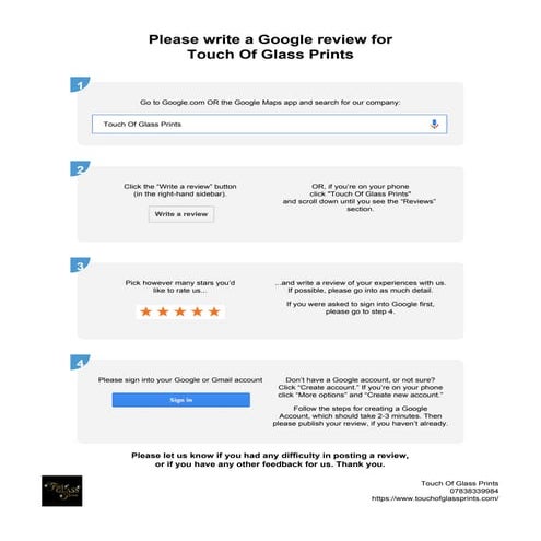 Touch Of Glass Prints review-handout