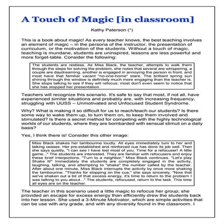 A Touch of Magic in Classroom