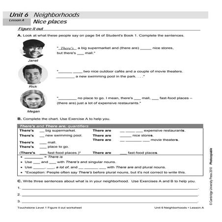 Touchstone 1-beginning-unit6-lesson-a-worksheet