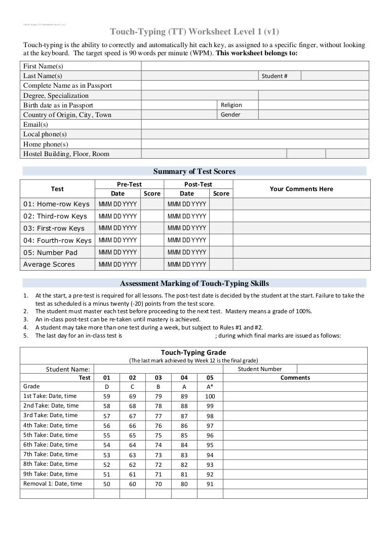 Worksheets Home Row Keys Worksheet touchtyping skills worksheet a v1