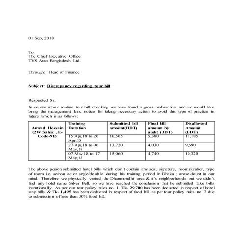 Tour Bill Report Docx