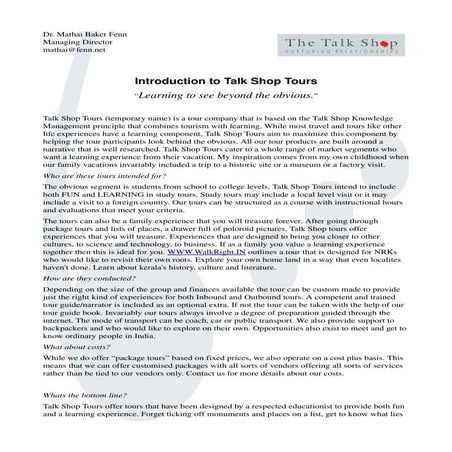 Talk Shop Brochure | ODP