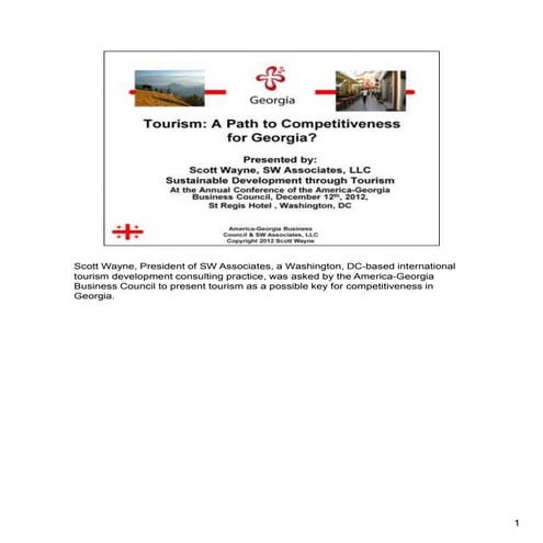 Tourism: A Path to Competitiveness for Georgia