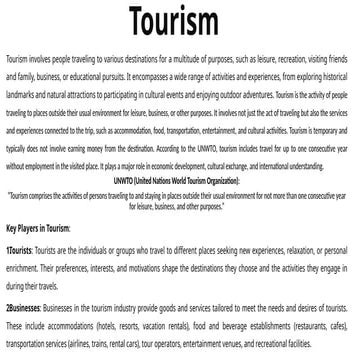 Introduction to TourismIntroduction to Tourism