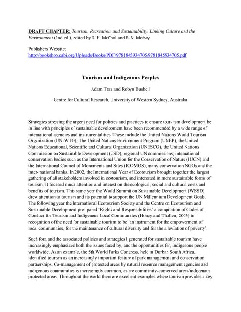 Tourism and indigenous people