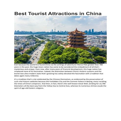 Tourist attractions in china | PDF