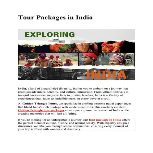 Tour Packages in India Tour Packages in India
