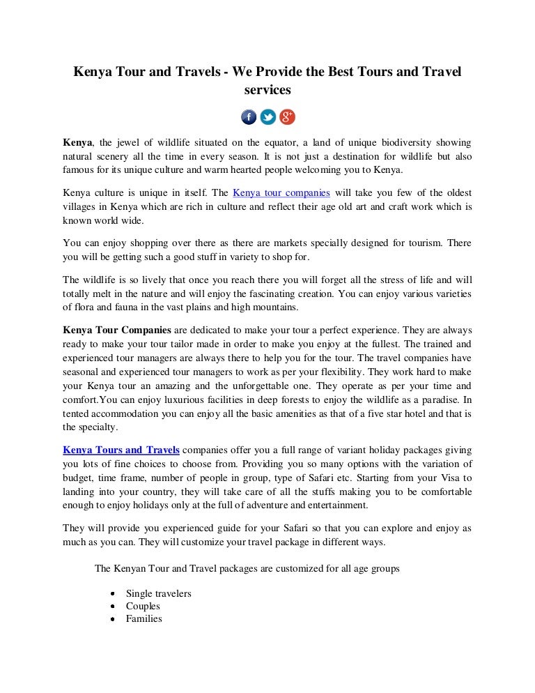 Tours and Travel Kenya