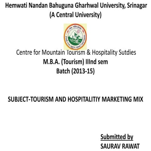 Toursim marketing mix