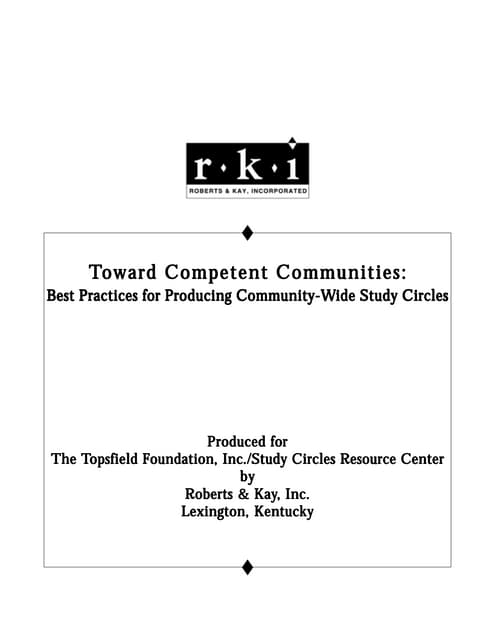 Toward Competent Communities: Best ...