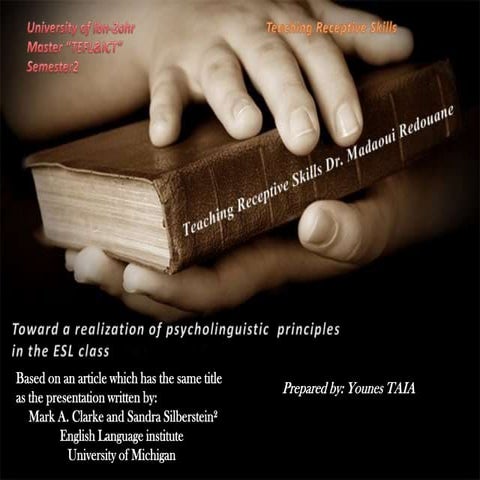 Toward a realization of psycholinguitic principles in the esl class