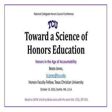 Toward a science of honors education