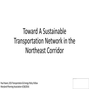 Toward a sustainable transportation network in the northeast 20160428 v2