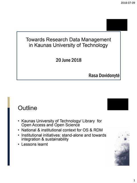 Toward research data management in ktu, lithuania 