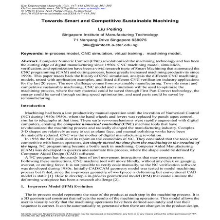 Towards smart and competitive sustainable machining