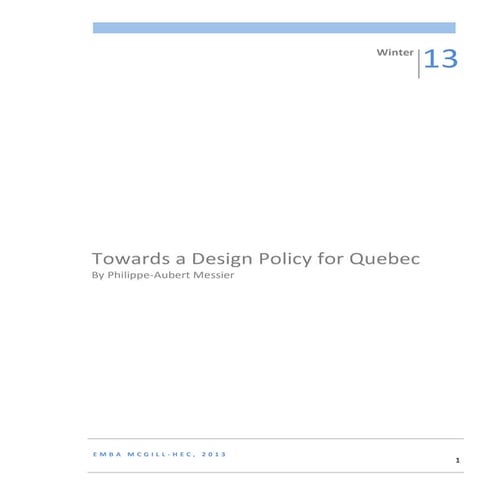 Towards a Design Policy for Quebec