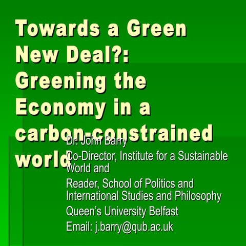 Towards a green new deal on the island of Ireland