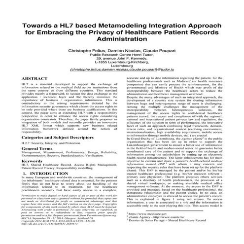 Towards a hl7 based metamodeling integration approach for embracing the priva...