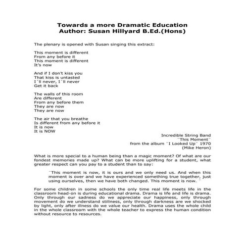 Towards a more Dramatic Education