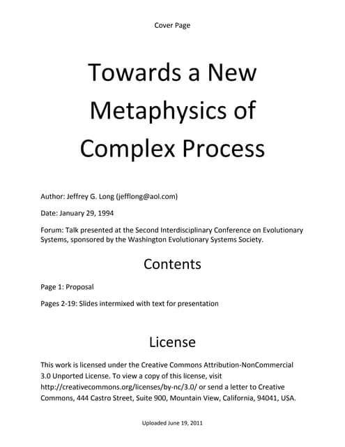Towards a new metaphysics of complex processes