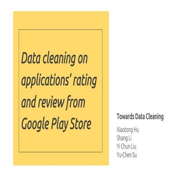 Data cleaning on the rating and review from Google Play Store