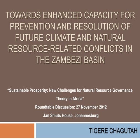Towards enhanced capacity for prevention and resolution of future climate and...