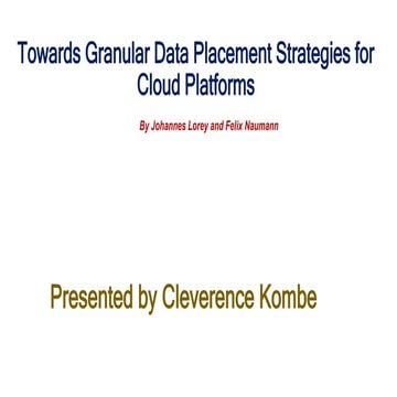 Towards granular data placement strategies for cloud platforms