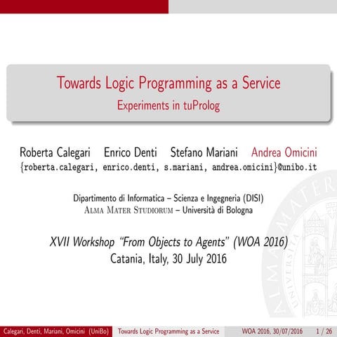 Towards Logic Programming as a Service: Experiments in tuProlog