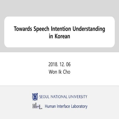 Towards speech intention understanding in korean