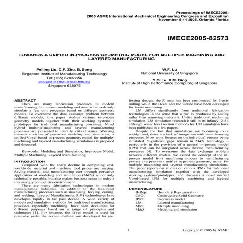 TOWARDS A UNIFIED IN-PROCESS GEOMETRIC MODEL FOR MULTIPLE MACHINING AND Layer...