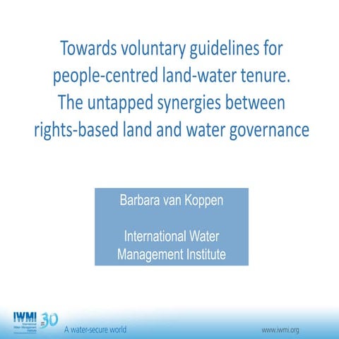 Towards voluntary guidelines for  GWP