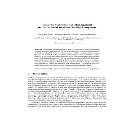 Toward systemic risk management in the frame of business service ecosystem 