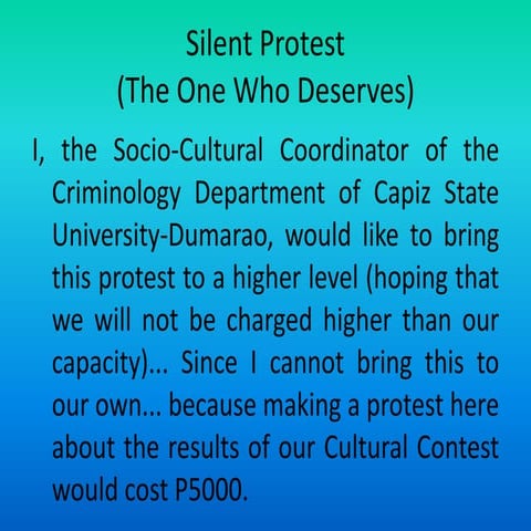 The One Who Deserves (Silent Protest)