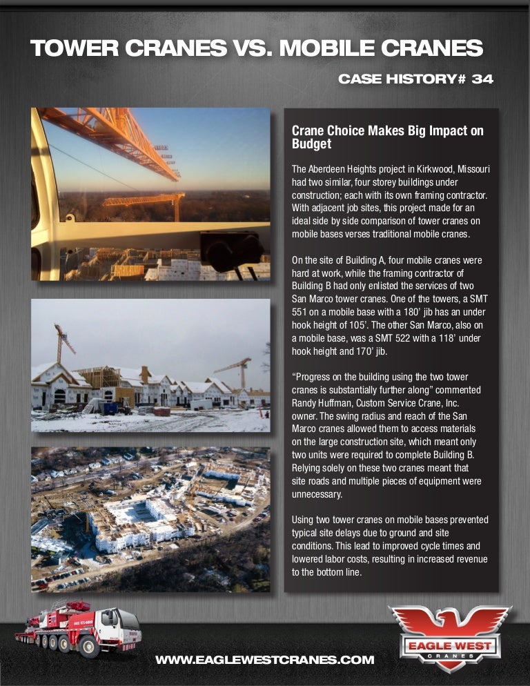 Tower Cranes vs. Mobile Cranes Case History Eagle West Cranes & E…