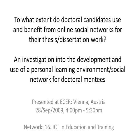 Doctoral Use of Social Networks