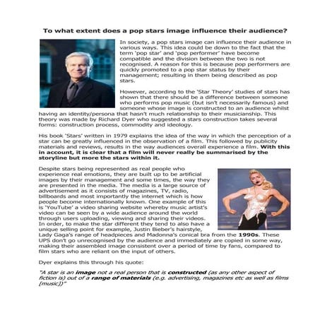 To what extent does a pop stars image influence their audience?