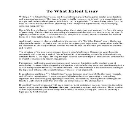To What Extent Essay