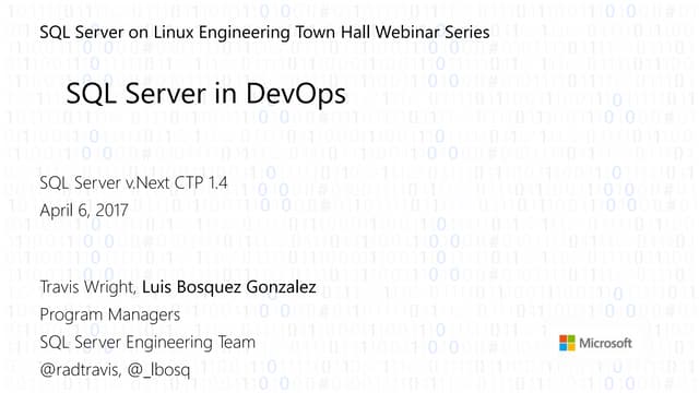 SQL Server in DevOps Town Hall Webinar