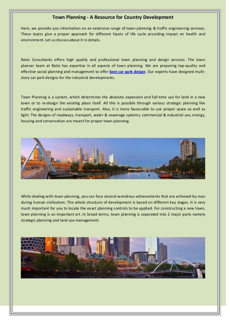 Town planning a resource for country development