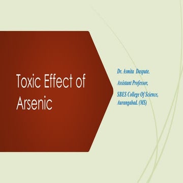 Toxic effect of arsenic