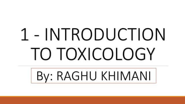 Introduction to Toxicology and Forensic Toxilogical Examination and it's significance