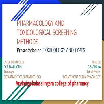 TOXICOLOGY AND ITS TYPES