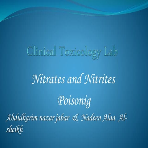 Nitrate and Nitrite poisoning